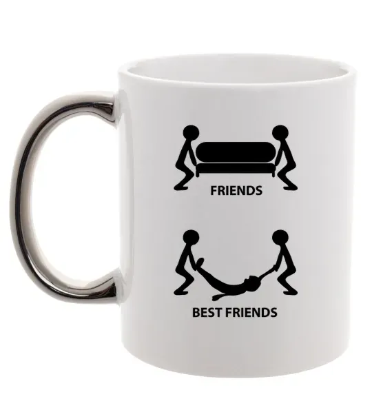 Чашка с цветной ручкой BEST FRIEND Серебро фото