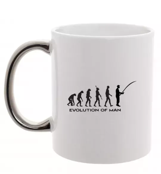 Чашка с цветной ручкой EVOLUTION OF MAN Серебро фото
