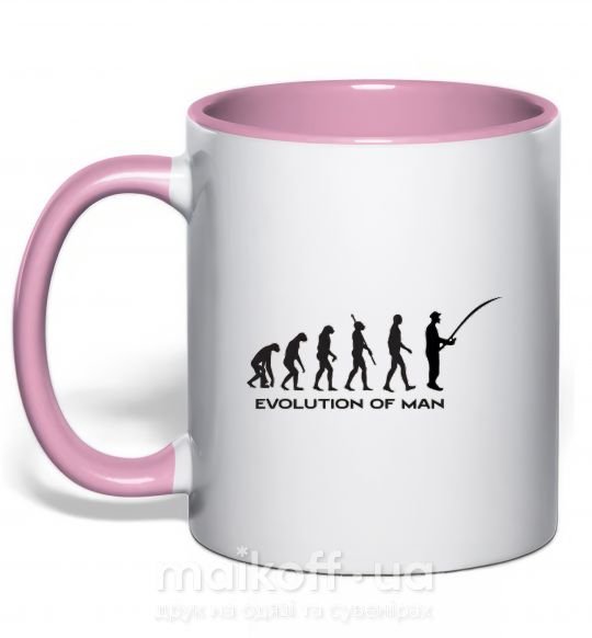 Чашка з кольоровою ручкою EVOLUTION OF MAN Ніжно рожевий фото