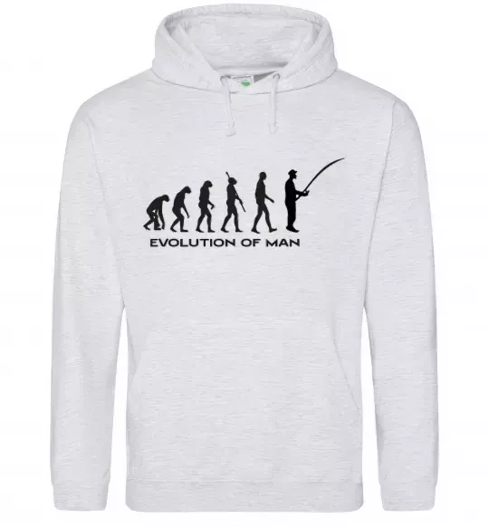 Чоловіча толстовка (худі) EVOLUTION OF MAN Сірий меланж фото