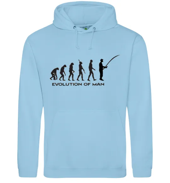 Мужская толстовка (худи) EVOLUTION OF MAN Голубой фото