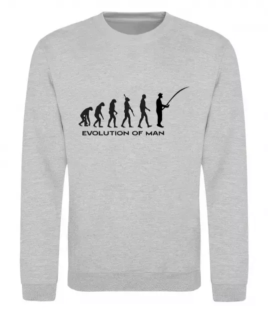 Свитшот EVOLUTION OF MAN Серый меланж фото
