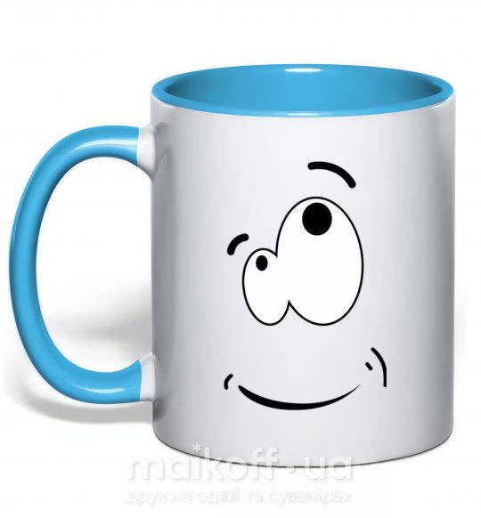 Чашка з кольоровою ручкою CARTOON SMILE Блакитний фото