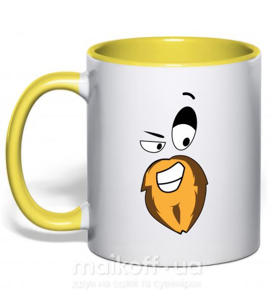 Чашка с цветной ручкой BEARDY SMILE Солнечно желтый фото