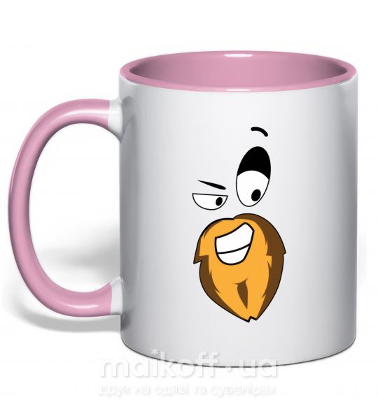 Чашка з кольоровою ручкою BEARDY SMILE Ніжно рожевий фото