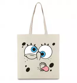 Еко-сумка Sponge Bob стомлений Бежевий фото