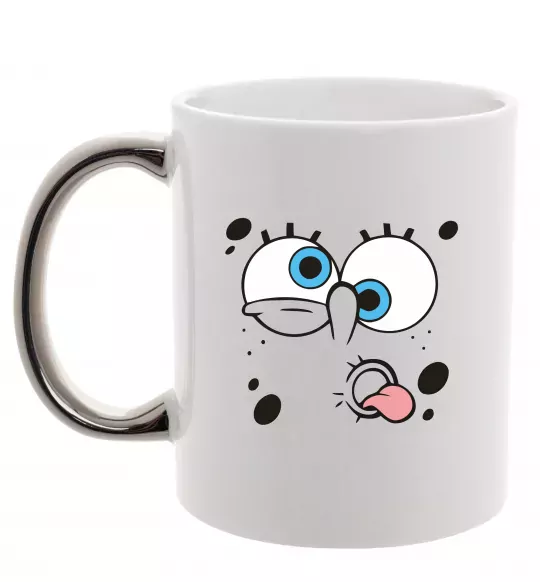 Чашка с цветной ручкой Sponge Bob кривляється Серебро фото