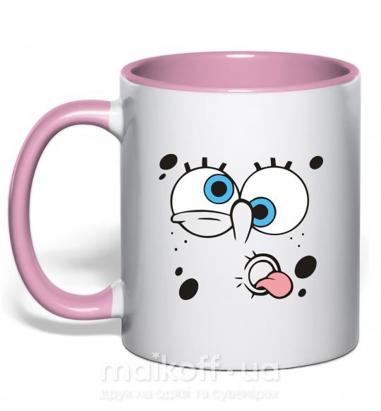 Чашка с цветной ручкой Sponge Bob кривляется Нежно розовый фото