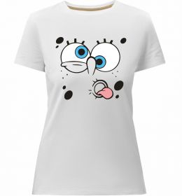 Женская премиум футболка Sponge Bob кривляється