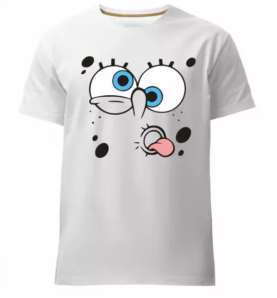 Чоловіча преміум футболка Sponge Bob кривляється Білий фото