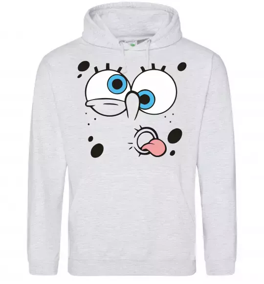 Мужская толстовка (худи) Sponge Bob кривляється Серый меланж фото