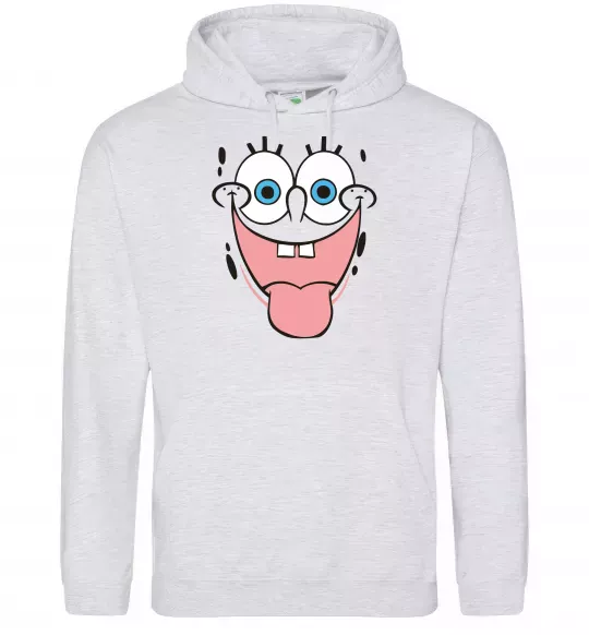 Мужская толстовка (худи) Sponge Bob показує язик Серый меланж фото