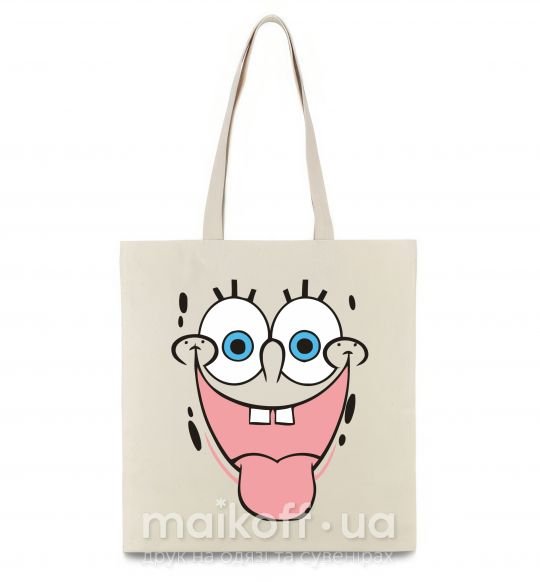 Эко-сумка Sponge Bob лицо показывающее язык Бежевый фото