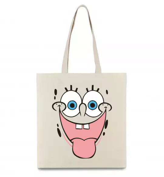 Еко-сумка Sponge Bob показує язик Бежевий фото