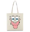 Еко-сумка Sponge Bob показує язик Бежевий фото
