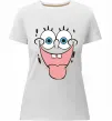 Женская премиум футболка Sponge Bob показує язик Белый Женская премиум футболка Sponge Bob показує язик Белый фото