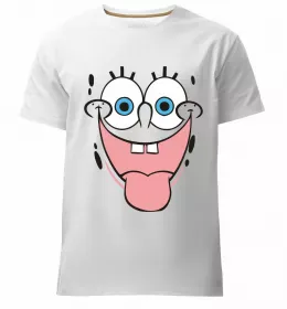 Мужская премиум футболка Sponge Bob посмішка Белый фото