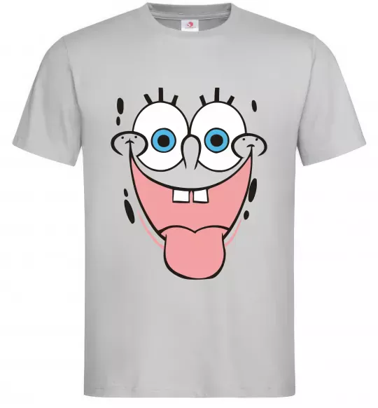 Мужская футболка Sponge Bob показує язик Серый фото