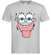 Мужская футболка Sponge Bob показує язик Серый фото