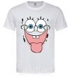 Мужская футболка Sponge Bob лицо показывающее язык Белый фото