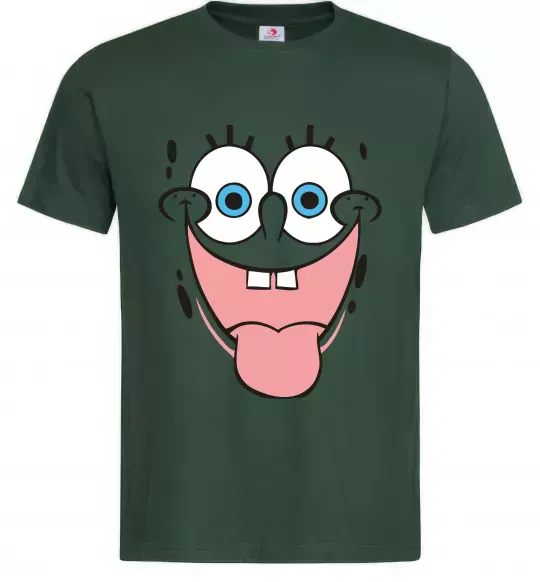 Мужская футболка Sponge Bob показує язик Темно-зеленый фото