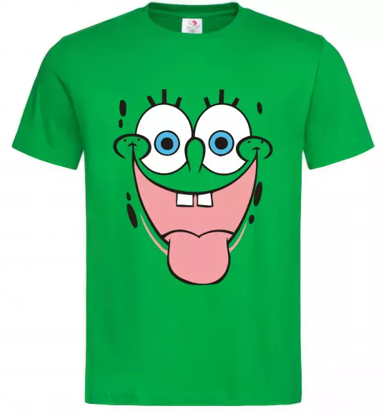 Мужская футболка Sponge Bob показує язик Зеленый фото