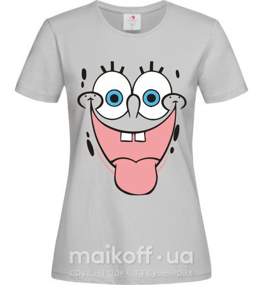 Жіноча футболка Sponge Bob лицо показывающее язык Сірий фото