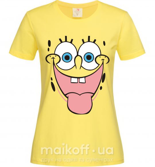Женская футболка Sponge Bob лицо показывающее язык Лимонный фото