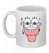 Чашка керамическая Sponge Bob лицо показывающее язык Белый фото