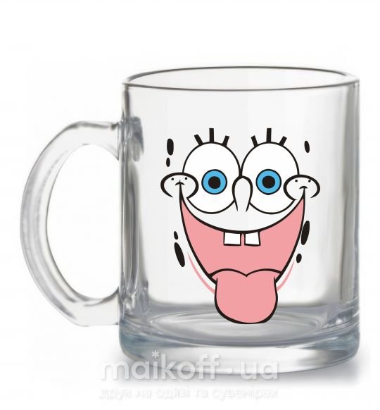 Чашка скляна Sponge Bob лицо показывающее язык Прозорий фото