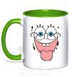 Чашка с цветной ручкой Sponge Bob лицо показывающее язык Зеленый фото