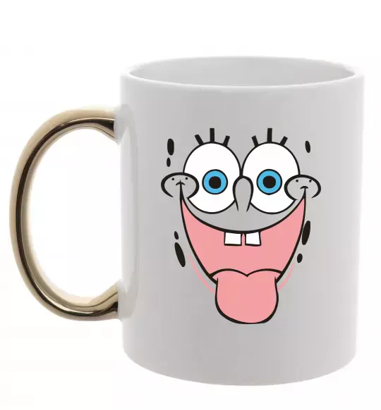 Чашка с цветной ручкой Sponge Bob показує язик Золото фото