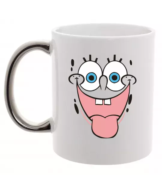 Чашка с цветной ручкой Sponge Bob показує язик Серебро фото