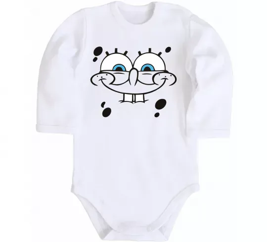 Дитячий бодік Sponge Bob обличчя з посмішкою Білий фото