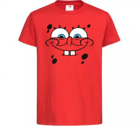 Детская футболка Sponge Bob обличчя з посмішкою Красный фото
