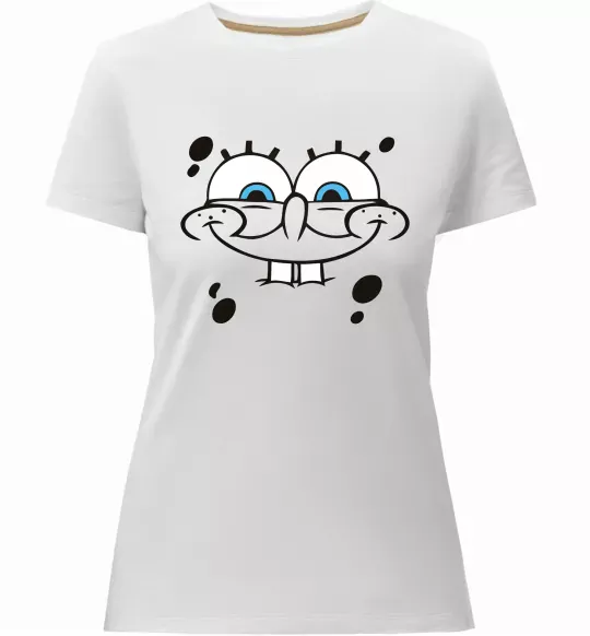 Жіноча преміум футболка Sponge Bob обличчя з посмішкою Білий фото