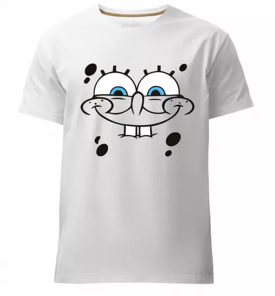 Мужская премиум футболка Sponge Bob обличчя з посмішкою Белый фото