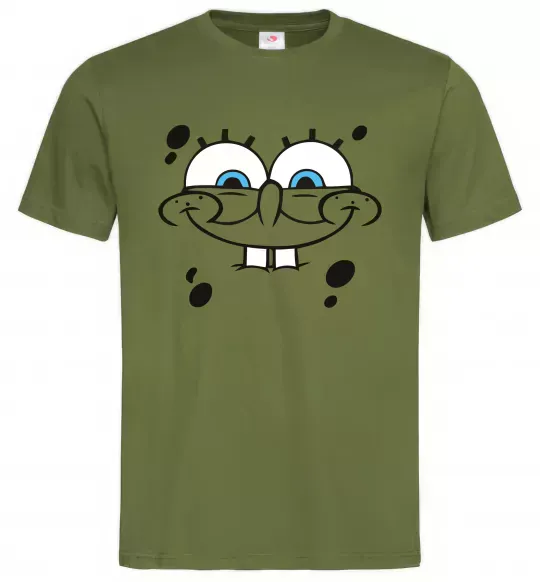 Мужская футболка Sponge Bob обличчя з посмішкою Оливковый фото