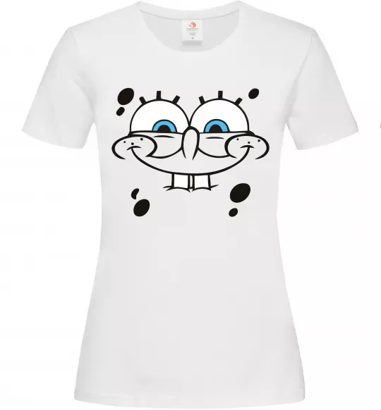 Женская футболка Sponge Bob обличчя з посмішкою Белый фото