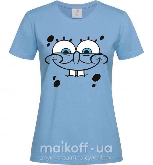 Женская футболка Sponge Bob лицо с улыбкой Голубой фото
