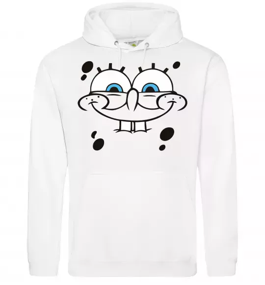 Мужская толстовка (худи) Sponge Bob обличчя з посмішкою Белый фото