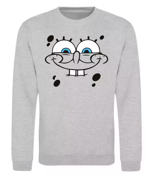 Свитшот Sponge Bob обличчя з посмішкою Серый меланж фото