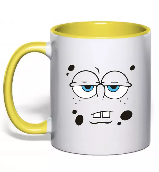 Чашка з кольоровою ручкою Sponge Bob стомлений Сонячно жовтий фото