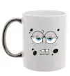 Чашка з кольоровою ручкою Sponge Bob стомлений Срібло фото