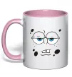 Чашка з кольоровою ручкою Sponge Bob стомлений Ніжно рожевий фото