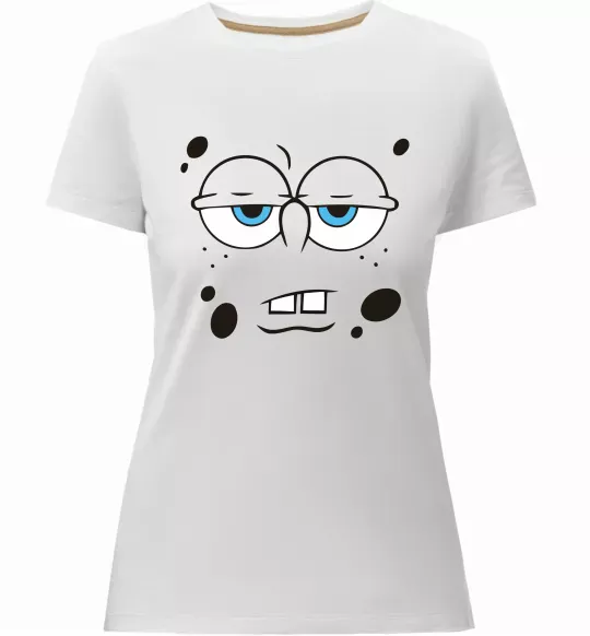 Жіноча преміум футболка Sponge Bob стомлений Білий фото