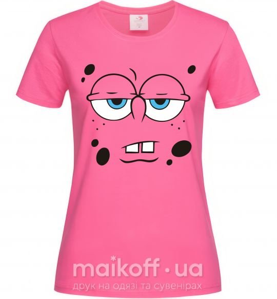 Женская футболка Sponge Bob усталое лицо Ярко-розовый фото