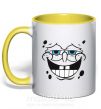 Чашка з кольоровою ручкою Sponge Bob лицо с довольной улыбкой Сонячно жовтий фото