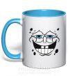 Чашка з кольоровою ручкою Sponge Bob лицо с довольной улыбкой Блакитний фото