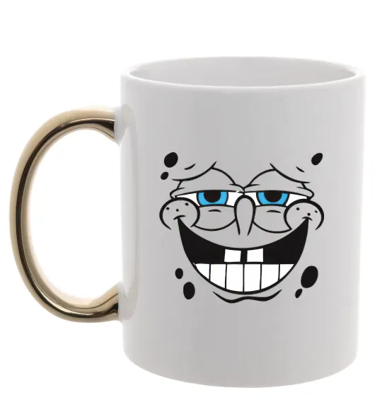 Чашка з кольоровою ручкою Sponge Bob задоволений Золото фото